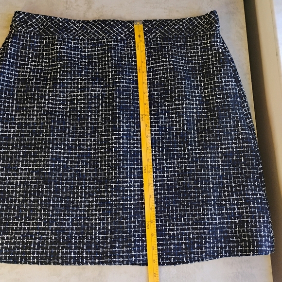 J Crew Tweed Pencil Skirt Black White Blue Career Wear Office Plus Size 16 - Picture 7 of 9